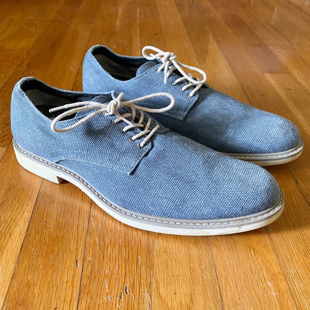 The Rail Xander Canvas Plain Toe Derby Oxford Shoe Gray Blue